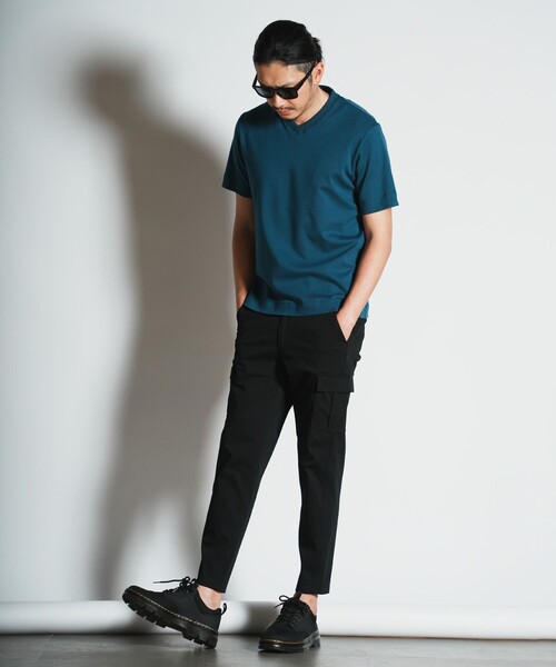 RATTLE TRAP(ラトルトラップ)の「シルケットスムースVネックTシャツ(Tシャツ/カットソー・メンズ・ブルー・L/M/S)」の4枚目の写真