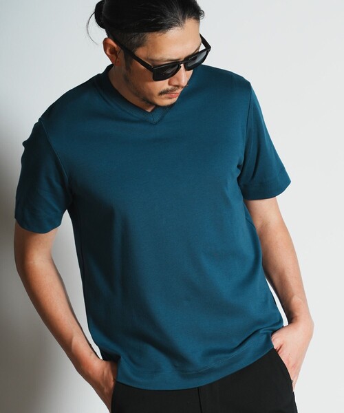 RATTLE TRAP(ラトルトラップ)の「シルケットスムースVネックTシャツ(Tシャツ/カットソー・メンズ・ブルー・L/M/S)」の3枚目の写真
