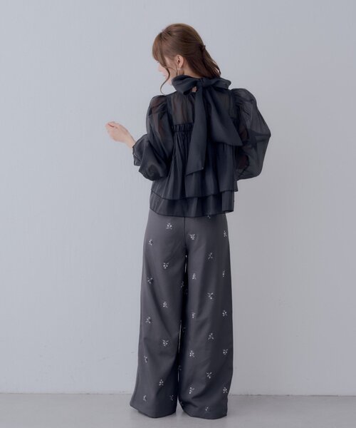 Chico（チコ）の「【SALON by Chico】バックリボンオーガンジーパフブラウス（シャツ/ブラウス・レディース・ピンク/アイボリー/ブラック・FREE）」の13枚目の写真