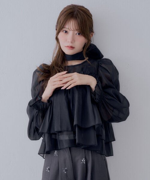 Chico（チコ）の「【SALON by Chico】バックリボンオーガンジーパフブラウス（シャツ/ブラウス・レディース・ピンク/アイボリー/ブラック・FREE）」の15枚目の写真