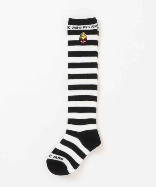 HYSTERIC MINI(ヒステリックミニ)の「MINI FACE ボーダー ニーハイソックス(ソックス/靴下・キッズ・ホワイト系その他/ゴールド系その他/レッド系その他・13/16/19/22)」の1枚目の写真