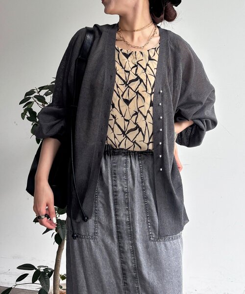 un dix cors(アンディコール)の「シアーニットカーデ(カーディガン/ボレロ・レディース・アイボリー/ブラウン/チャコールグレー・FREE)」の20枚目の写真