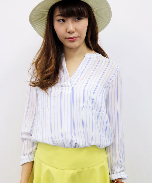 N.(N. Natural Beauty Basic)(エヌエヌナチュラルビューティーベーシック)の「ビエラブラウス フロントタック(シャツ/ブラウス・レディース・カーキ/ネイビー/ブルー系その他/ホワイト/ベージュ系その他/ピンク・MEDIUM)」の5枚目の写真