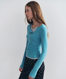 HALTER LAYERED LONG SLEEVE L/BLUE
