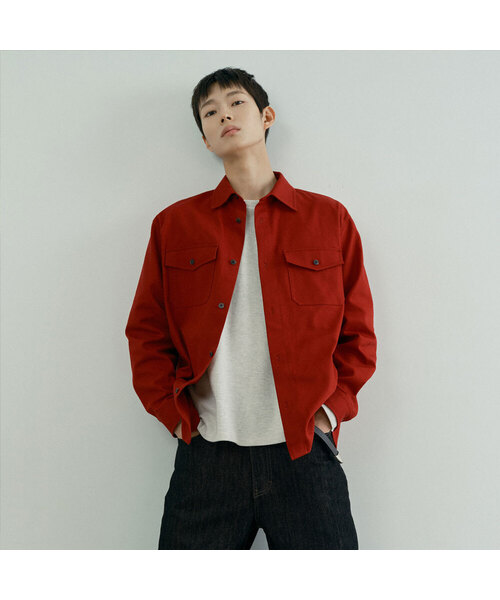 MINDBRIDGE（マインドブリッジ）の「[COUTURE] ヘビーコットンオックスフォードシャツ - 2色（シャツ/ブラウス・メンズ・ブラック/レッド・100/110/95/105）」の2枚目の写真