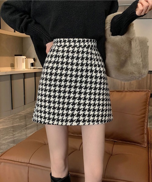 Flugge(フラッジー)の「千鳥柄台形ミニスカート(スカート・レディース・ブラウン/ブラック・LARGE/MEDIUM)」の8枚目の写真