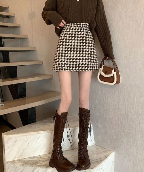Flugge(フラッジー)の「千鳥柄台形ミニスカート(スカート・レディース・ブラウン/ブラック・LARGE/MEDIUM)」の9枚目の写真