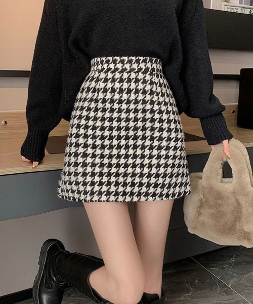 Flugge(フラッジー)の「千鳥柄台形ミニスカート(スカート・レディース・ブラウン/ブラック・LARGE/MEDIUM)」の12枚目の写真