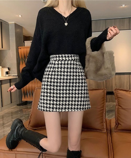 Flugge(フラッジー)の「千鳥柄台形ミニスカート(スカート・レディース・ブラウン/ブラック・LARGE/MEDIUM)」の13枚目の写真