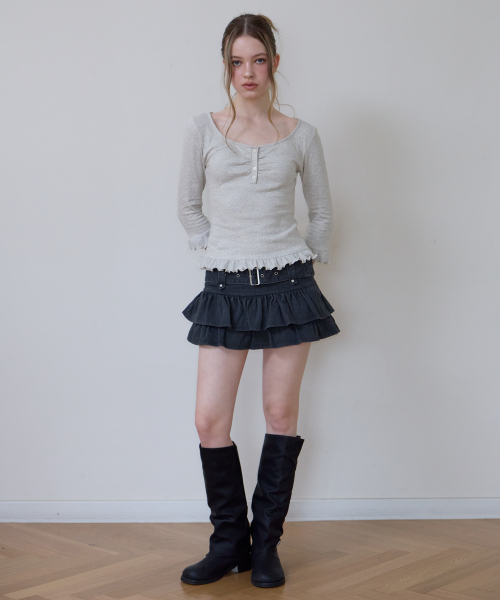 ROSEFRANTZ（ロゼフランツ）の「フリル3/4スリーブ [オートミール]（Tシャツ/カットソー・レディース・オートミール・OS）」の6枚目の写真
