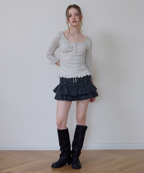 ROSEFRANTZ（ロゼフランツ）の「フリル3/4スリーブ [オートミール]（Tシャツ/カットソー・レディース・オートミール・OS）」の7枚目の写真