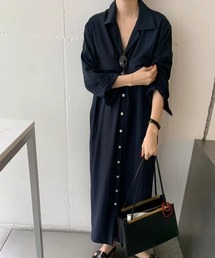 襟付きリラックス シャツワンピース