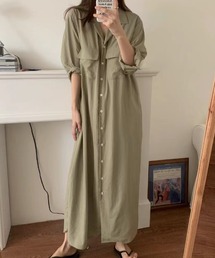 襟付きリラックス シャツワンピース
