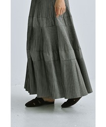 TAFFETA CHECK TIERED SKIRT