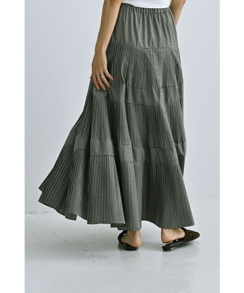 marjour(マージュール)の「TAFFETA CHECK TIERED SKIRT(スカート・レディース・ブラック・M)」の3枚目の写真