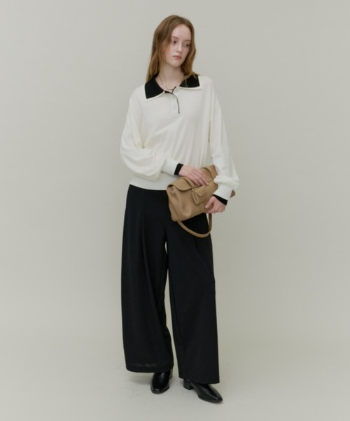 Plumel(プルメル)の「Crepe Jersey Cocoon Wide Pants / カットジョーゼットコクーンパンツ(スラックス・レディース・ブラウン/ブラック・MEDIUM/LARGE)」の7枚目の写真