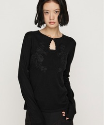 FLOWER EMBROIDERY HG TOPS フラワーエンブロイダリーハイゲージトップス 秋服