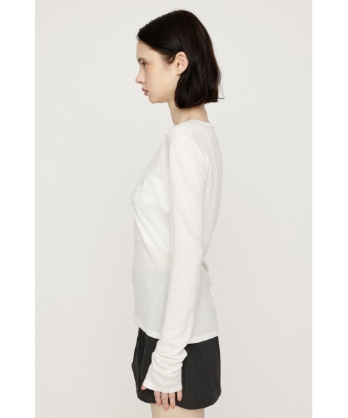 SLY(スライ)の「FLOWER EMBROIDERY HG TOPS フラワーエンブロイダリーハイゲージトップス 秋服(ニット/セーター・レディース・ホワイト/ブラック・FREE)」の7枚目の写真