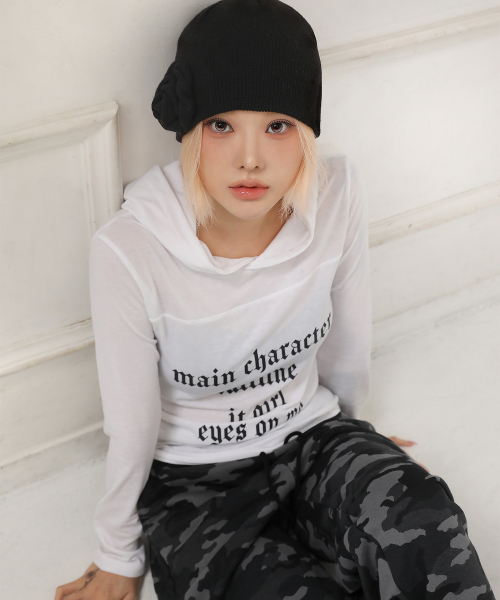 CATTLINE(カトリン)の「レタリングフードロングスリーブ(Tシャツ/カットソー・レディース・ホワイト・FREE)」の8枚目の写真