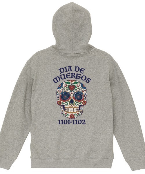 Ol' Basics(オールベーシックス)の「Ol' Basics(オール・ベーシックス) プルパーカー メンズ レディース ユニセックス スウェット 死者の日 ドクロ 骸骨 バックプリント プルオーバーパーカー フーディー スエット トップス アメカジ(パーカー・メンズ・ミックスグレー/レッド/モスグリーン/ブラック・M/L/XL)」の2枚目の写真