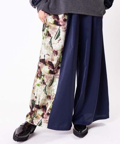 OSMOSIS(オズモーシス)の「プリント切替タックパンツ(その他パンツ・レディース・ブラウン/ブラック/ネイビー・ONE SIZE)」の3枚目の写真