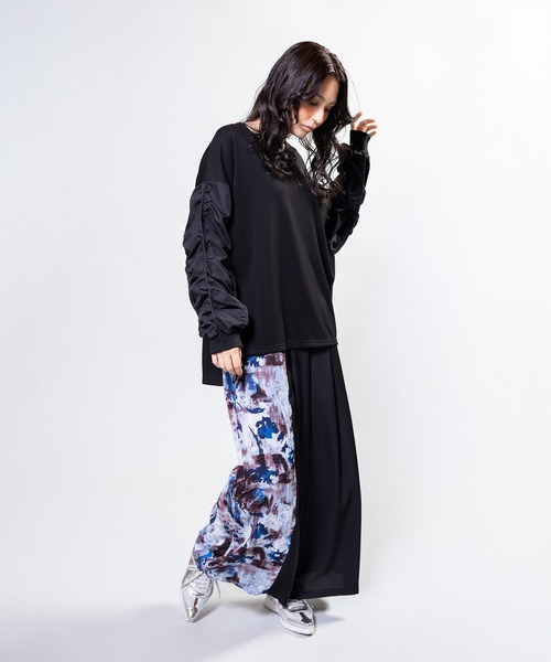 OSMOSIS(オズモーシス)の「プリント切替タックパンツ(その他パンツ・レディース・ブラウン/ブラック/ネイビー・ONE SIZE)」の5枚目の写真
