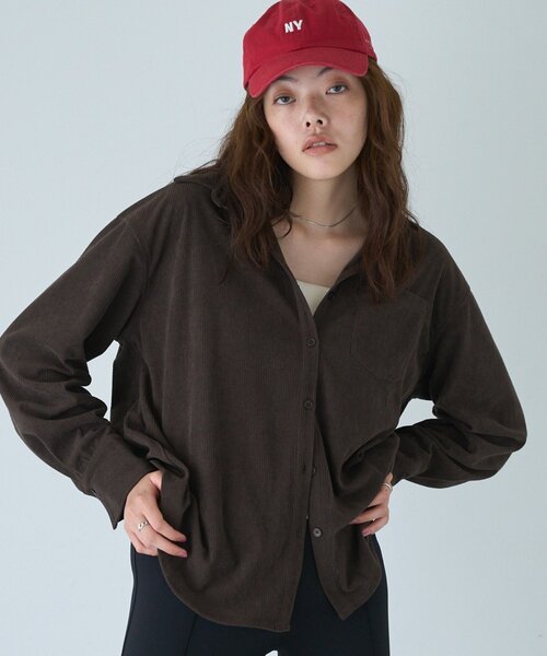 COLONY 2139(コロニートゥーワンスリーナイン)の「セットアップ/秋服 コーデュロイシャツ(シャツ/ブラウス・レディース・ピンク/ブラウン/チャコールグレー・FREE)」の14枚目の写真