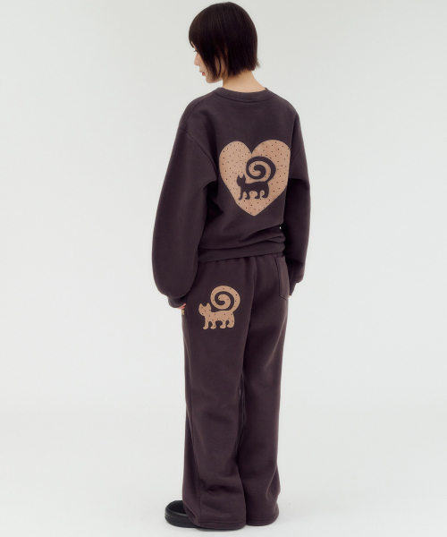 ambler(エムブラー)の「Warm Garden Cat グラフィック ストリング ワイド スウェットパンツ AP1006 (ダークブラウン)(スウェットパンツ・レディース・その他・SMALL/MEDIUM/LARGE)」の4枚目の写真
