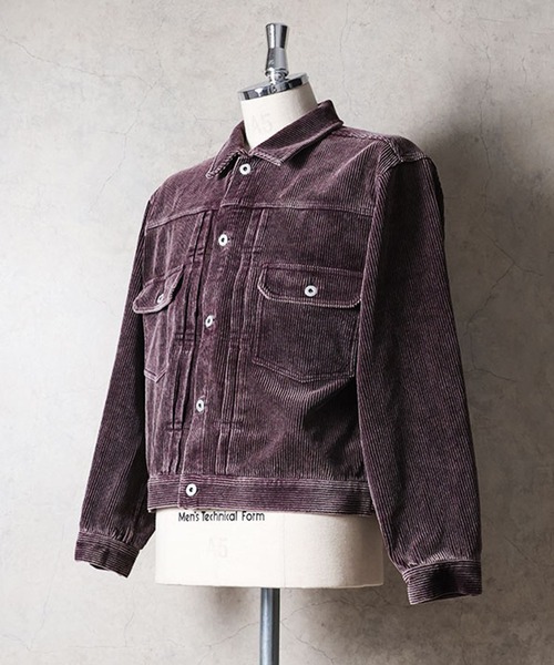 HOUSTON(ヒューストン)の「HOUSTON ヒューストン TYPE2 WASHED CORDUROY JACKET / タイプ2 ウォッシュド コーデュロイ トラッカージャケット(ブルゾン・メンズ・ブラウン/ブラック/ネイビー・M/L/XL)」の4枚目の写真