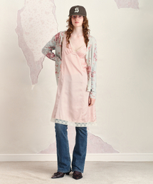 SILKY LACE SLIP DRESS, PINK
