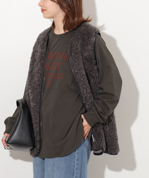 JOURNAL STANDARD relume(ジャーナルスタンダード レリューム)の「《新色》ラグランスリーブカレッジロングスリーブTEE(Tシャツ/カットソー・レディース・ホワイト/ピンク/ブラック系その他・FREE)」の1枚目の写真