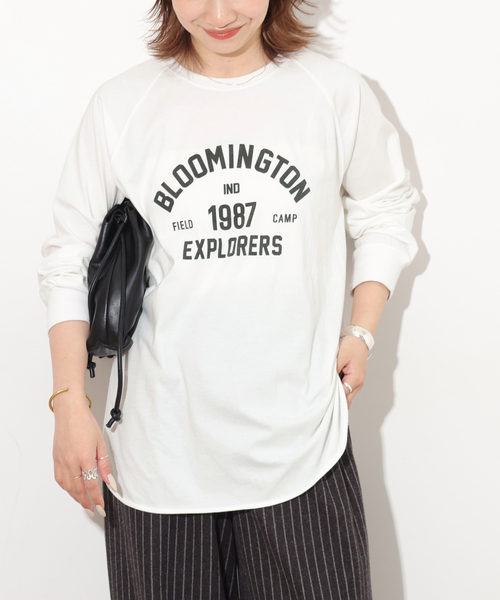 JOURNAL STANDARD relume(ジャーナルスタンダード レリューム)の「《新色》ラグランスリーブカレッジロングスリーブTEE(Tシャツ/カットソー・レディース・ホワイト/ピンク/ブラック系その他・FREE)」の2枚目の写真