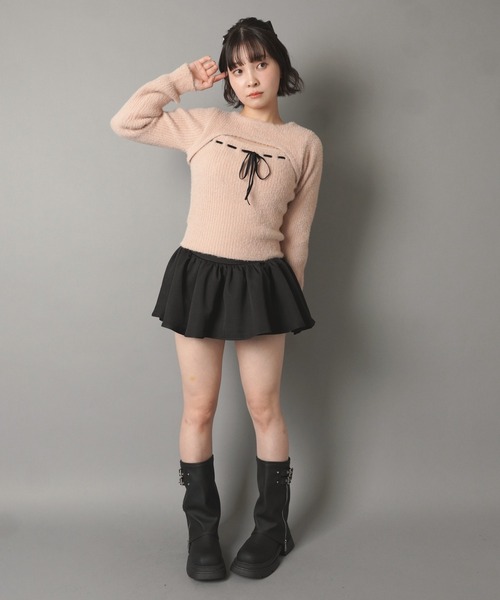 SPINNS(スピンズ)の「フロント開き長袖ニット/リボン/韓国ガーリー(ニット/セーター・レディース・ピンク系その他/ホワイト×ブラック/ブラック×ホワイト・ONESIZE)」の18枚目の写真