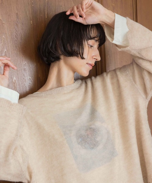 studio CLIP（スタディオクリップ）の「《natural by clip》5Gモヘアシアースカラッププルオーバー（ニット/セーター・レディース・杢グレー/ライトベージュ・FREE）」の7枚目の写真