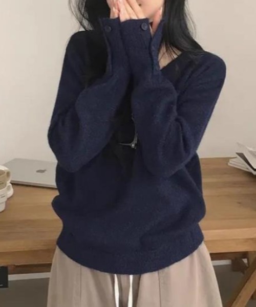 semplice（センプリチェ）の「ニット・セーター【韓国ファッション】（ニット/セーター・レディース・キャメル/ネイビー/グレー/オフホワイト・F）」の9枚目の写真