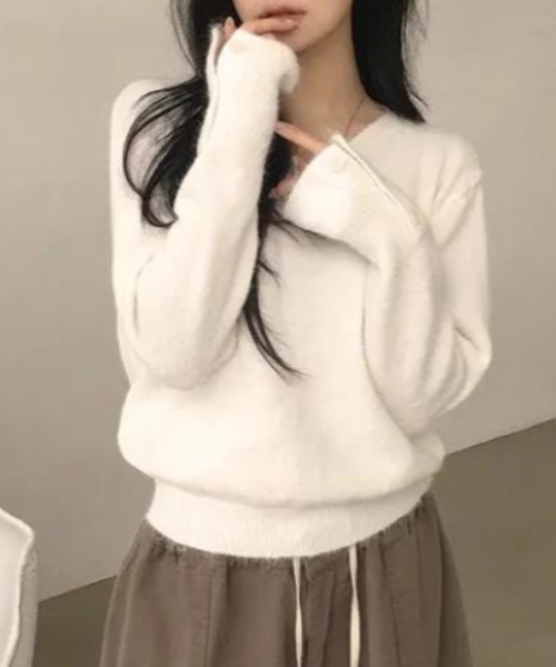 semplice（センプリチェ）の「ニット・セーター【韓国ファッション】（ニット/セーター・レディース・キャメル/ネイビー/グレー/オフホワイト・F）」の17枚目の写真