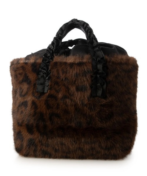 CACHELLIE（カシェリエ）の「F/FUR FRILL HANDLE TOTE（トートバッグ・レディース・ブラック/グレイッシュベージュ/レオパード・FREE）」の2枚目の写真