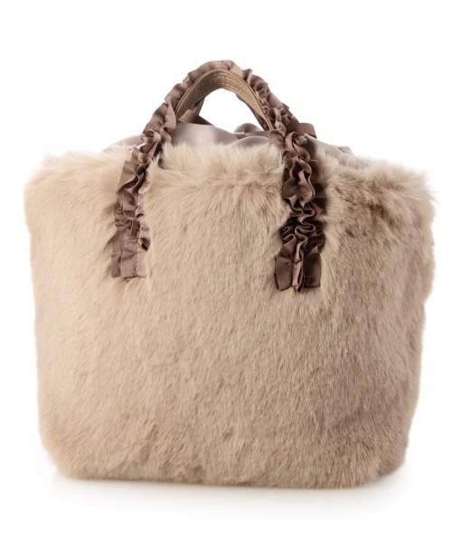 CACHELLIE（カシェリエ）の「F/FUR FRILL HANDLE TOTE（トートバッグ・レディース・ブラック/グレイッシュベージュ/レオパード・FREE）」の5枚目の写真