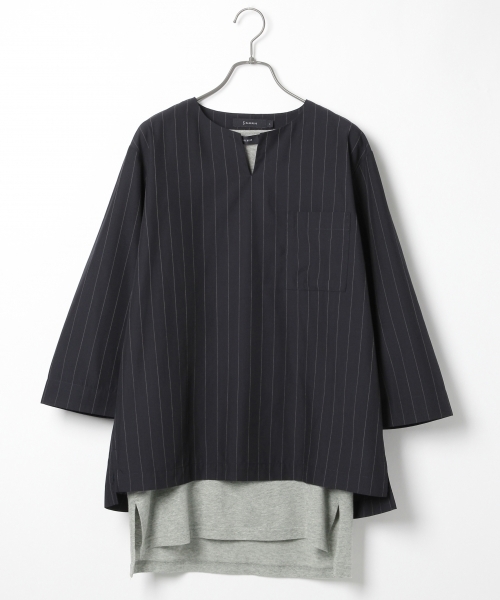 RAGEBLUE(レイジブルー)の「スキッパープルオーバー7分袖/727262(シャツ/ブラウス・メンズ・ブラック/オリーブ/その他/ネイビー・LARGE/MEDIUM)」の1枚目の写真