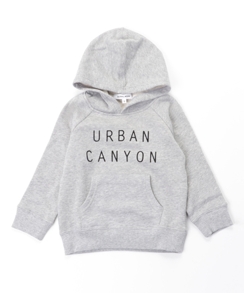 GLOBAL WORK(グローバルワーク)の「【キッズ】ロゴプリントパーカープルオーバー長袖/724530(パーカー・キッズ・ネイビー/グレー/オフホワイト/ダークブラウン/ダークブルー/グレー系その他・SMALL/LARGE/MEDIUM/X-LARGE)」の1枚目の写真