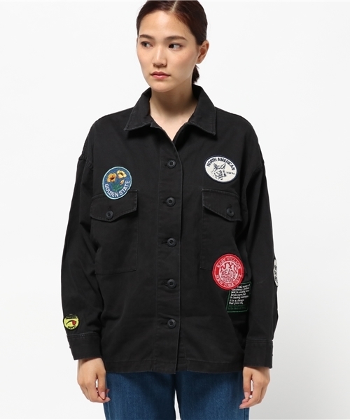 MOUSSY（マウジー）の「WAPPEN BOX MILITARY SH（シャツ/ブラウス・レディース・カーキ/ブラック・FREE）」の3枚目の写真