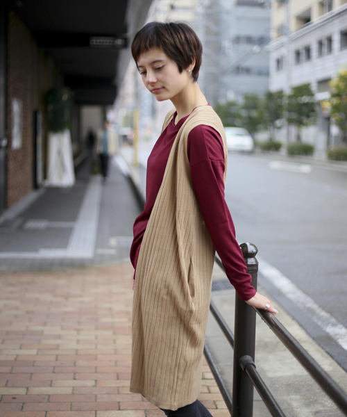 Denime（ドゥニーム）の「リブニットジレ（カーディガン/ボレロ・レディース・ワイン/ベージュ/グレー・FREE）」の15枚目の写真