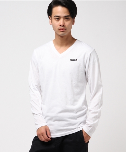 VENCEEXCHANGE(ヴァンスエクスチェンジ)の「天竺1ポイント刺繍ロンT (Tシャツ/カットソー・メンズ・オフホワイト/ブラック/コーラル・MEDIUM/SMALL/LARGE)」の1枚目の写真