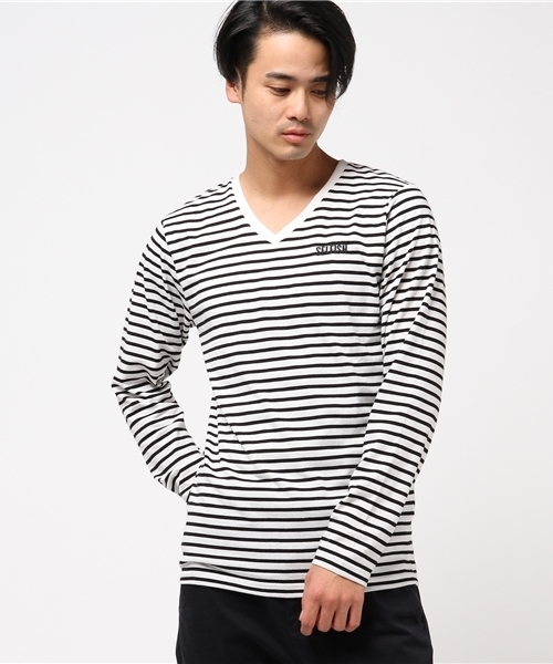 VENCEEXCHANGE(ヴァンスエクスチェンジ)の「天竺1ポイント刺繍ロンT (Tシャツ/カットソー・メンズ・オフホワイト/ブラック/コーラル・MEDIUM/SMALL/LARGE)」の3枚目の写真