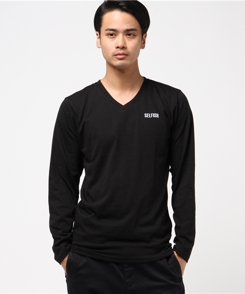 VENCEEXCHANGE(ヴァンスエクスチェンジ)の「天竺1ポイント刺繍ロンT (Tシャツ/カットソー・メンズ・オフホワイト/ブラック/コーラル・MEDIUM/SMALL/LARGE)」の2枚目の写真