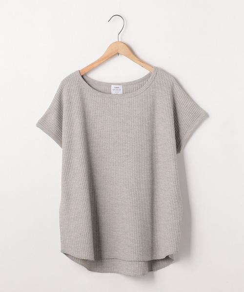 coen（コーエン）の「【5/18「ヒルナンデス！」放映】ワッフルTシャツ（Tシャツ/カットソー・レディース・オフホワイト/グレー/オレンジ系その他/ネイビー・FREE）」の2枚目の写真