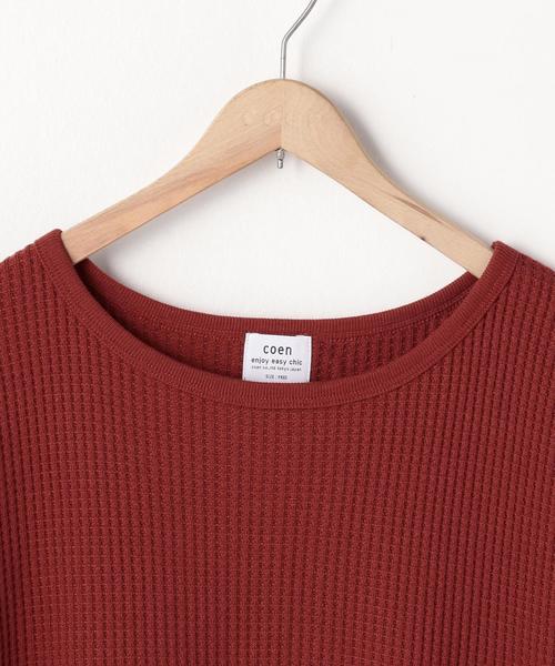 coen（コーエン）の「【5/18「ヒルナンデス！」放映】ワッフルTシャツ（Tシャツ/カットソー・レディース・オフホワイト/グレー/オレンジ系その他/ネイビー・FREE）」の6枚目の写真