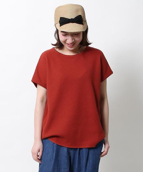 coen（コーエン）の「【5/18「ヒルナンデス！」放映】ワッフルTシャツ（Tシャツ/カットソー・レディース・オフホワイト/グレー/オレンジ系その他/ネイビー・FREE）」の10枚目の写真