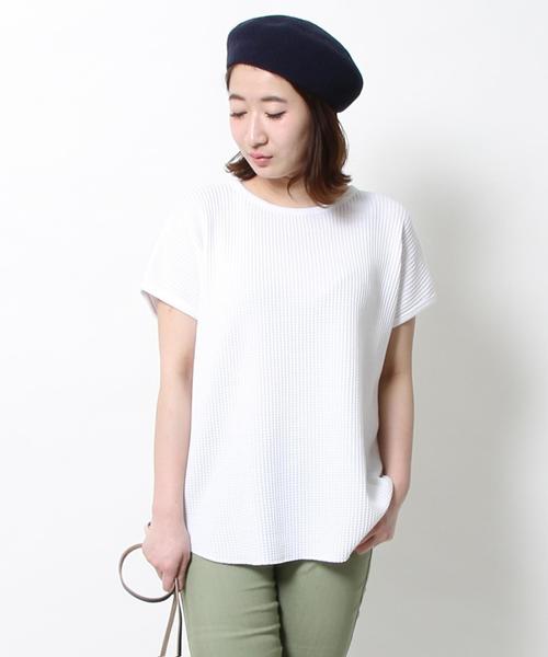 coen（コーエン）の「【5/18「ヒルナンデス！」放映】ワッフルTシャツ（Tシャツ/カットソー・レディース・オフホワイト/グレー/オレンジ系その他/ネイビー・FREE）」の14枚目の写真