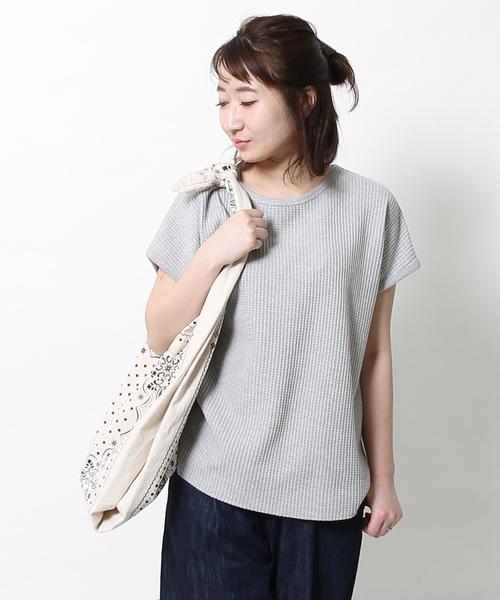 coen（コーエン）の「【5/18「ヒルナンデス！」放映】ワッフルTシャツ（Tシャツ/カットソー・レディース・オフホワイト/グレー/オレンジ系その他/ネイビー・FREE）」の16枚目の写真